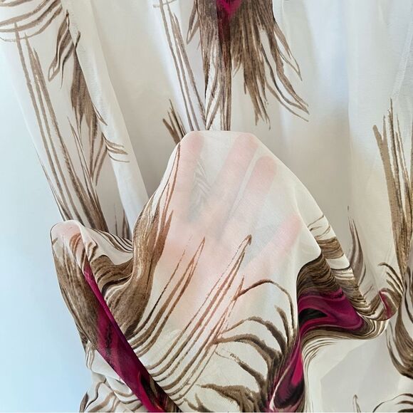 IGIGI Pink White Color Block Peacock Feathers Print Maxi Dress - Picture 7 of 11